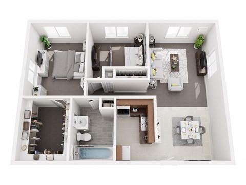 Floor plan for 2 beds, 1 bath, 900 sqft